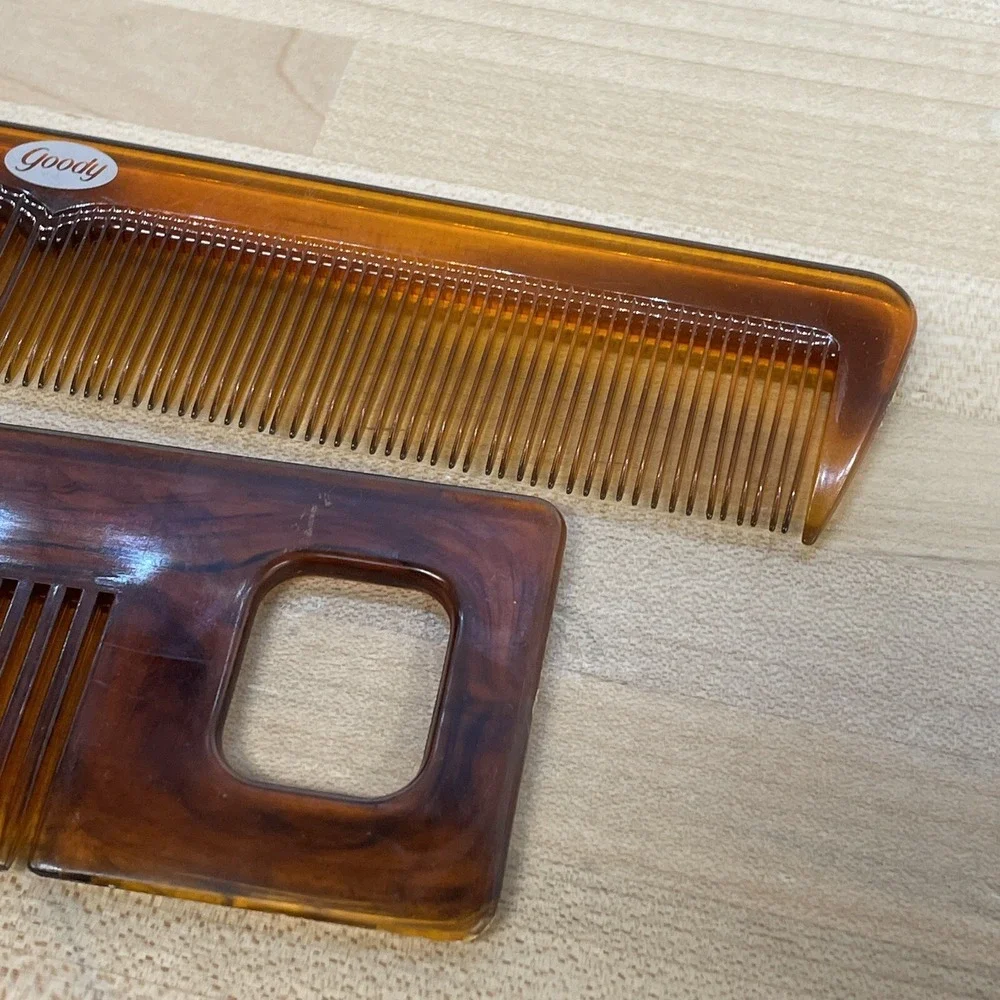 Vintage Comb Goody USA Faux Tortoise Shell‎ Brown Hair Styling Hong Kong Lot X 2